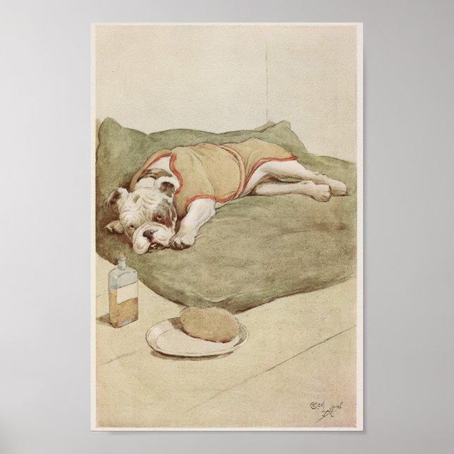 Affiche Illustration vintage de Bulldog (Devant)