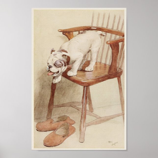 Affiche Illustration vintage de Bulldog (Devant)