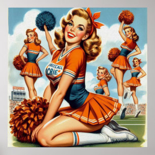 Affiche Illustration vintage de Cheerleaders