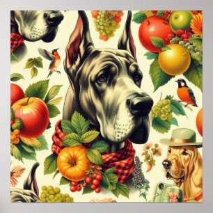 Affiche Illustration vintage de chien gibier