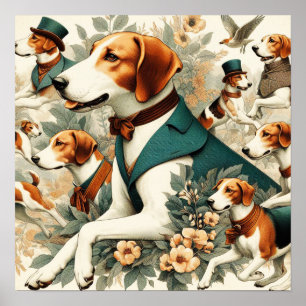 Affiche Illustration vintage de Foxhound sans joint