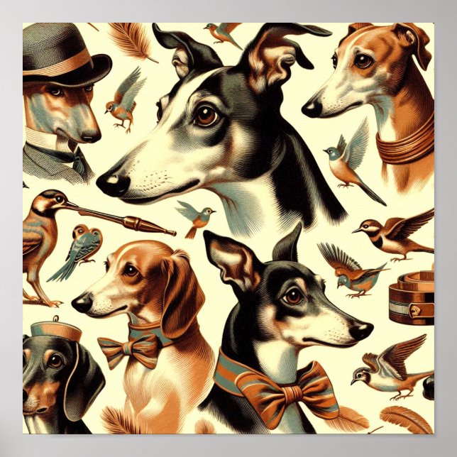 Affiche Illustration vintage de Greyhound (Devant)