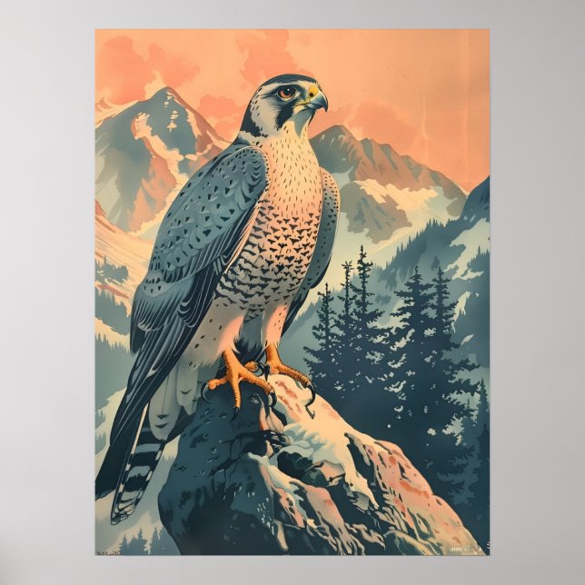 Affiche Illustration vintage de Gyrfalcon (Devant)