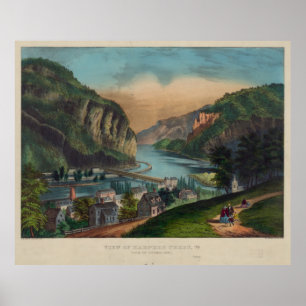Affiche Illustration vintage de Harpers Ferry WV