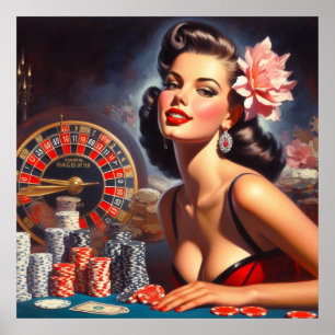 Affiche Illustration vintage de la carte de crédit Casino
