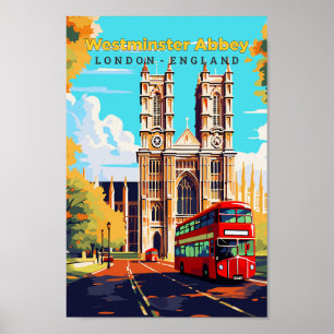 Affiche Illustration Vintage de l'abbaye de Westminster