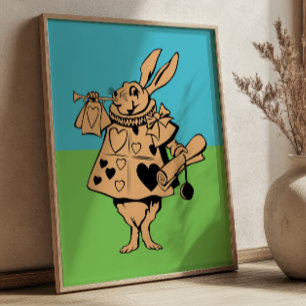 Affiche Illustration vintage de lapin au pays des merveill