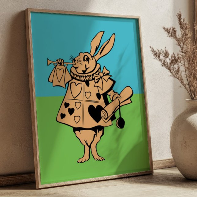 Affiche Illustration vintage de lapin au pays des merveill (Créateur téléchargé)