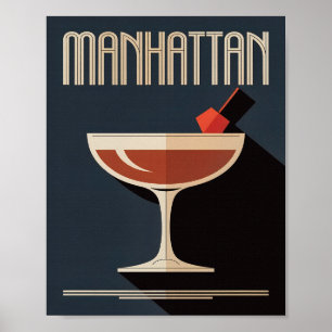 Affiche Illustration vintage de Manhattan Dark Navy