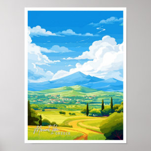 Affiche Illustration Vintage de Mount Ida Greece Art Trave