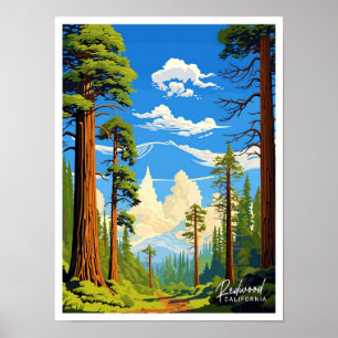 Affiche Illustration Vintage de Redwood California Art Tra