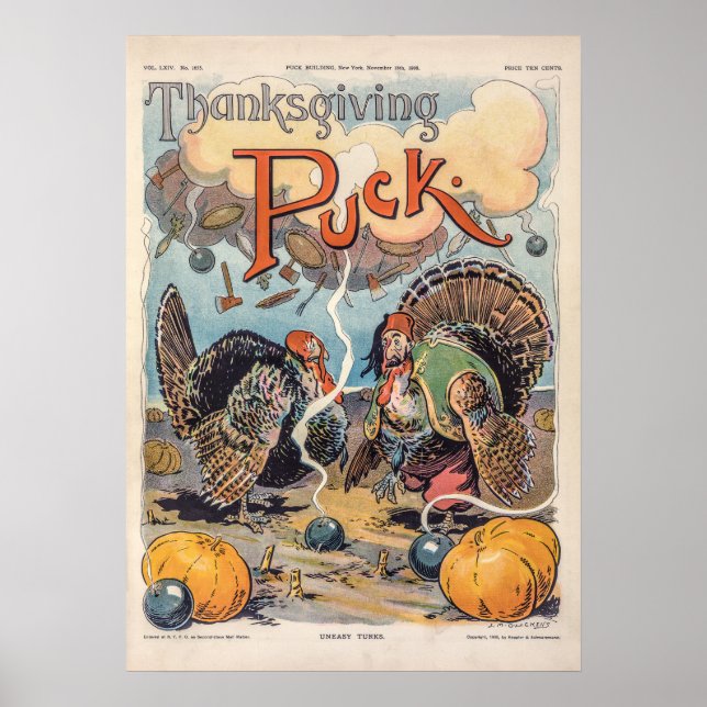 Affiche Illustration Vintage de Thanksgiving Puck (Devant)