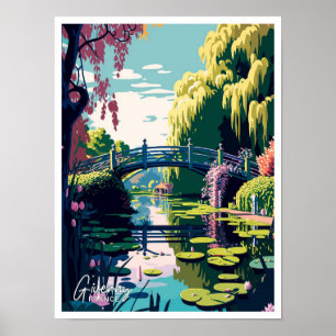 Affiche Illustration Vintage de voyage de Giverny France