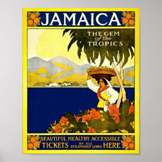 Affiche Illustration vintage de voyage en Jamaïque