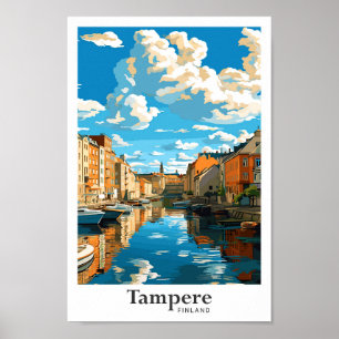 Affiche Illustration Vintage de voyage Tampere Finlande
