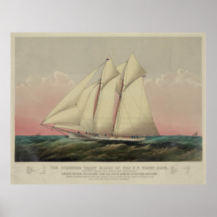Affiche Illustration vintage de yacht de schooner (1870)