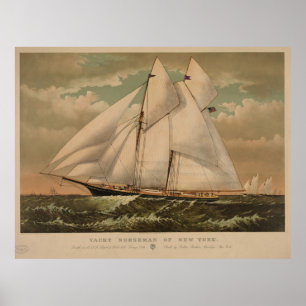 Affiche Illustration vintage de yacht de schooner (1882)