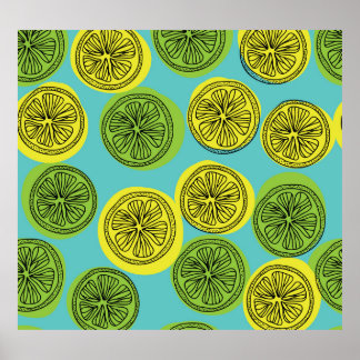 Affiche Illustration vintage des tranches de citron.