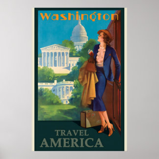 Affiche Illustration vintage des voyages à Washington DC