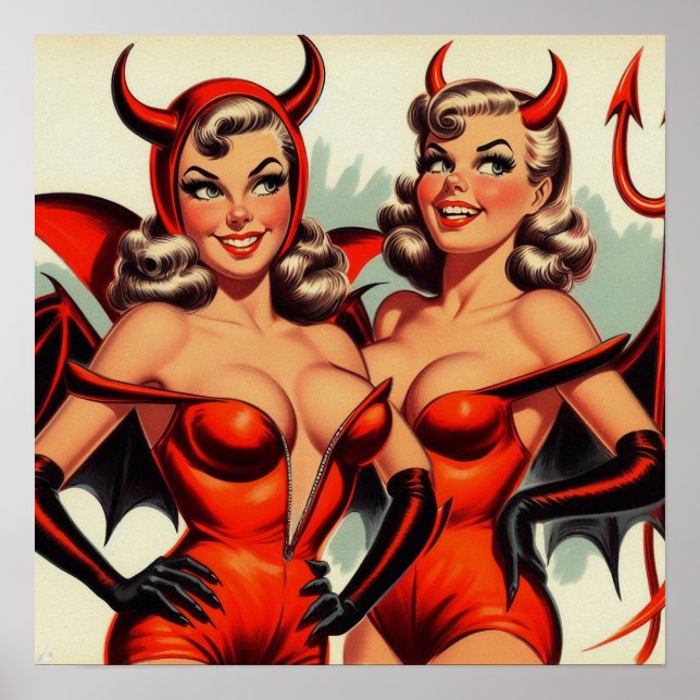 Affiche Illustration vintage Devil Girls (Devant)