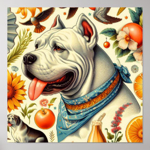 Affiche Illustration vintage Dogo Argentino