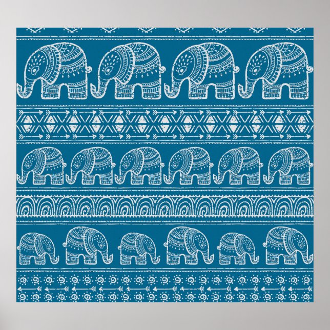 Affiche Illustration vintage du cadre éléphant (Devant)