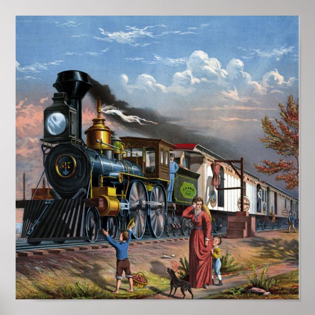 Affiche Illustration vintage du train (Devant)