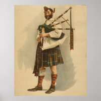Illustration vintage d'un Bagpiper écossais (1898)