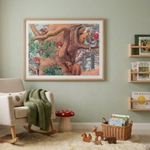 Affiche Illustration vintage Enfants de la forêt Elsa Besk