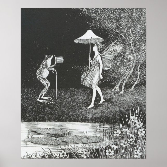 Affiche Illustration vintage Fée Et Grenouille, Retro (Devant)