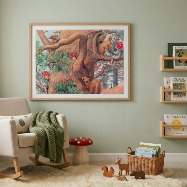 Affiche Illustration vintage forêt Enfants Elsa Beskow (Créateur téléchargé)