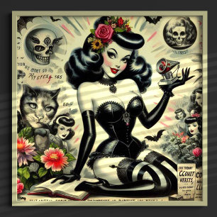 Affiche Illustration vintage Goth Girl