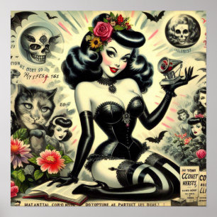 Affiche Illustration vintage Goth Girl