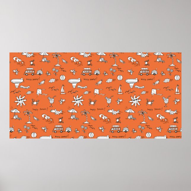 Affiche Illustration vintage motif d'été (Devant)