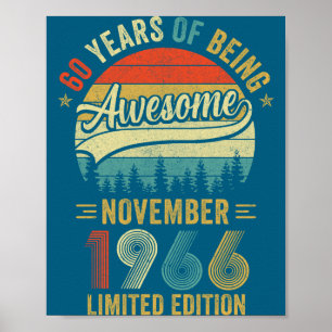 Affiche Illustration vintage novembre 1966 60 ans