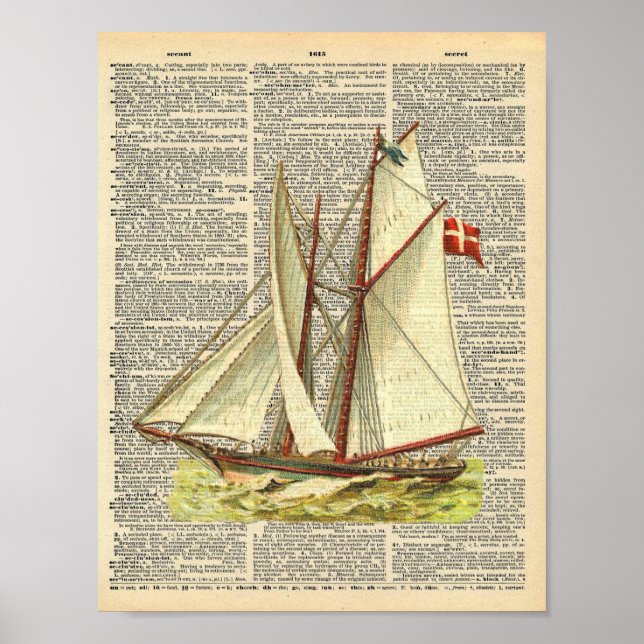 Affiche Illustration vintage Page de dictionnaire de navir (Devant)
