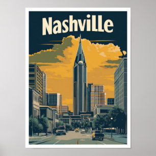 Affiche Illustration Vintage voyage américaine de Nashvill