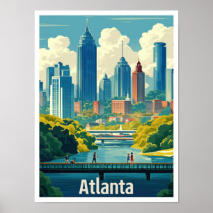 Affiche Illustration Vintage voyage Atlanta Georgia USA