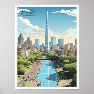 Affiche Illustration Vintage voyage de Buenos Aires Argent