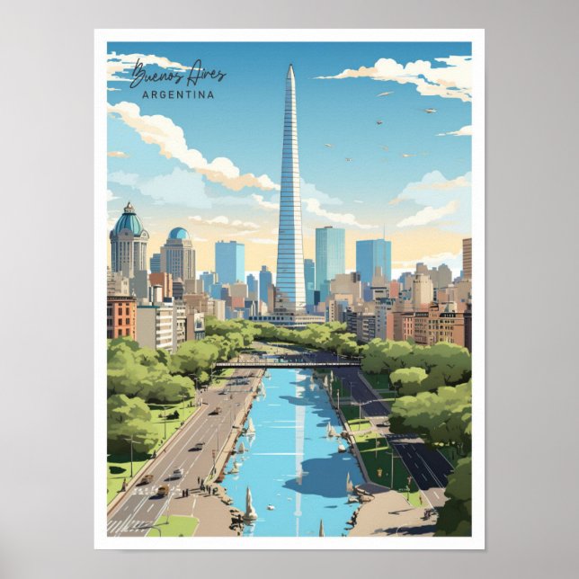 Affiche Illustration Vintage voyage de Buenos Aires Argent (Devant)