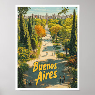 Affiche Illustration Vintage voyage de Buenos Aires Argent