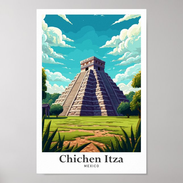 Affiche Illustration Vintage voyage de Chichen Itza Mexiqu (Devant)