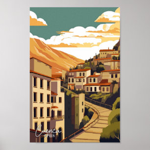 Affiche Illustration Vintage voyage de Cuenca Espagne