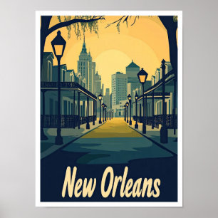 Affiche Illustration Vintage voyage de la Nouvelle-Orléans