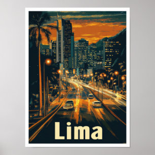 Affiche Illustration Vintage voyage de Lima Pérou