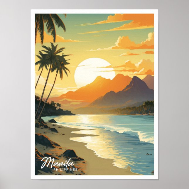 Affiche Illustration Vintage voyage de Manille Philippines (Devant)