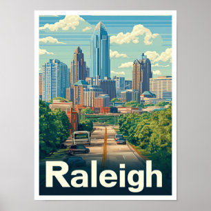 Affiche Illustration Vintage voyage de Raleigh North Carol