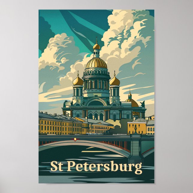 Affiche Illustration Vintage voyage de St Pétersbourg Russ (Devant)