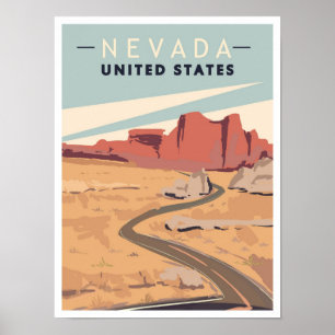 Affiche Illustration Vintage voyage du Nevada aux États-Un