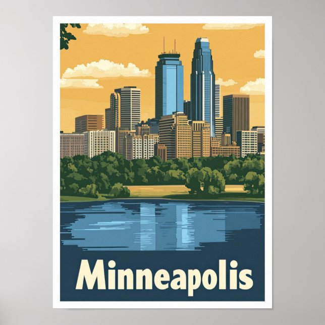 Affiche Illustration Vintage voyage Minneapolis Minnesota (Devant)